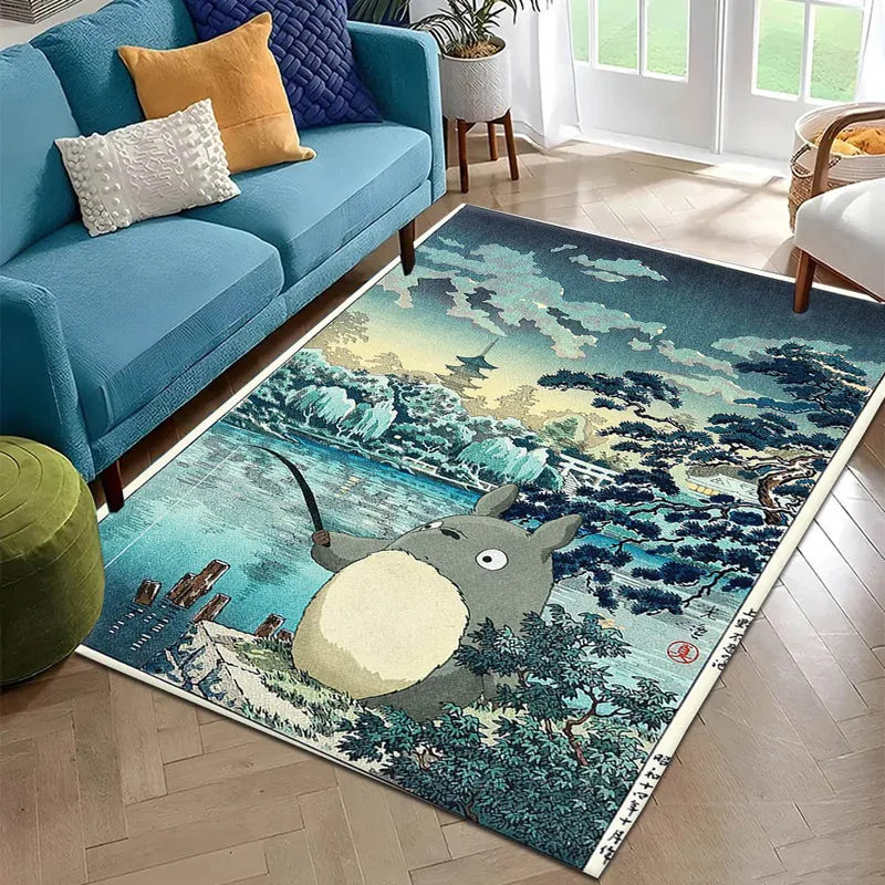 3D T-Totoro Anime Carpet Rug for Living Room Bedroom Decor Non-Slip Floor Mat