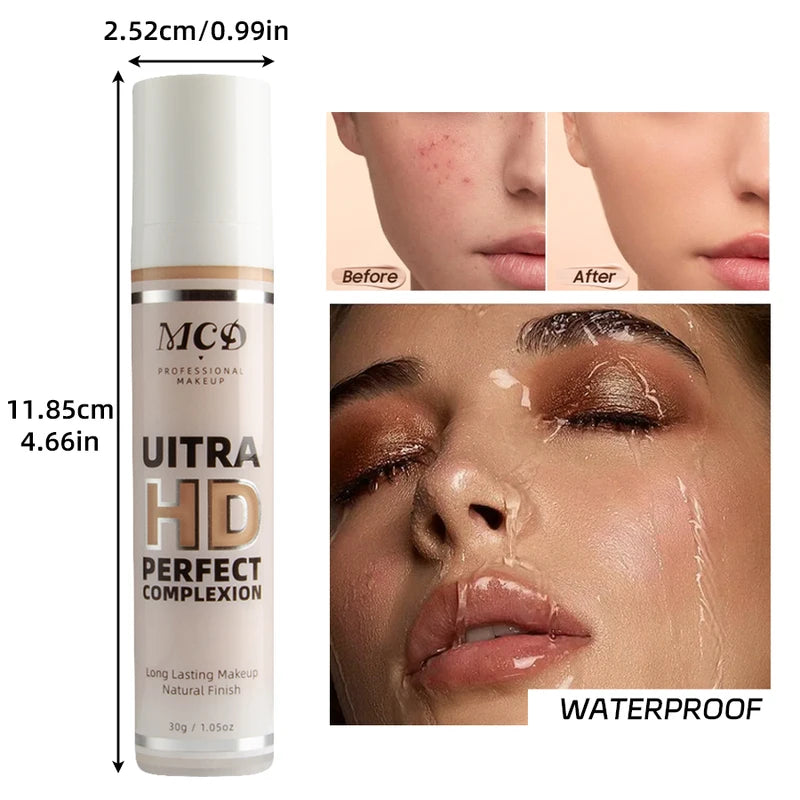 Full Coverage Liquid Concealer Foundation - Natural Matte Face Makeup 30g