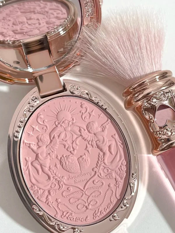 Flower Knows Embossed Blush Face Makeup - Matte Shimmer Waterproof Natural Nude