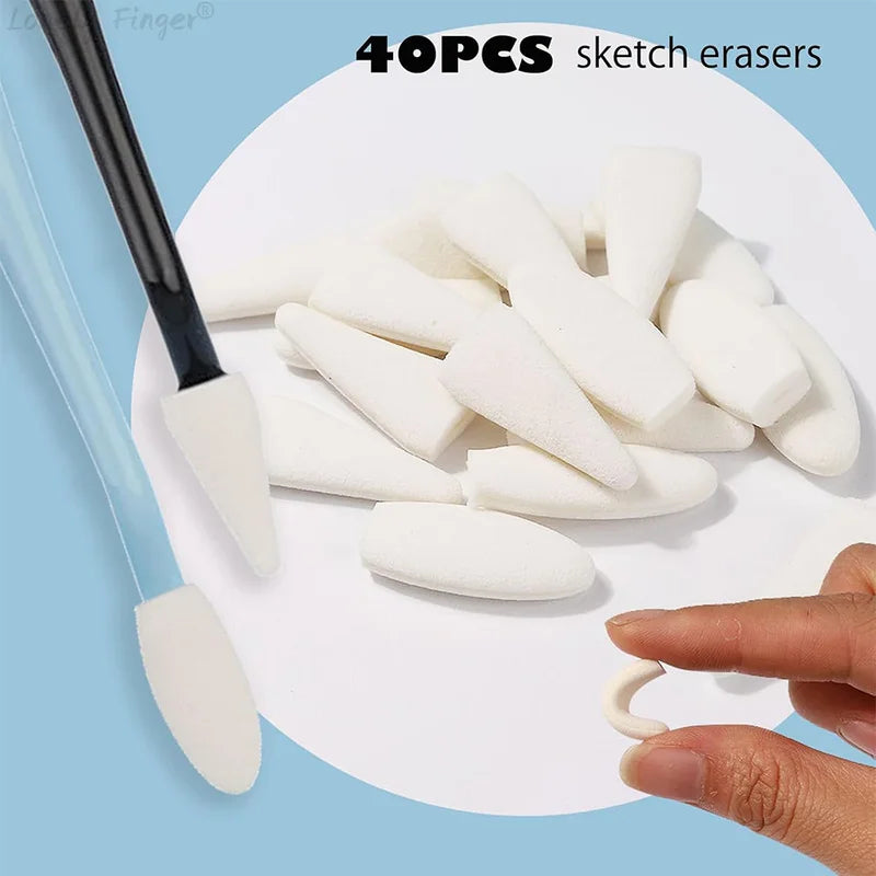 Paper Art Blending Stumps Set with 40 Replacement Sponges - Sketch Drawing Tools