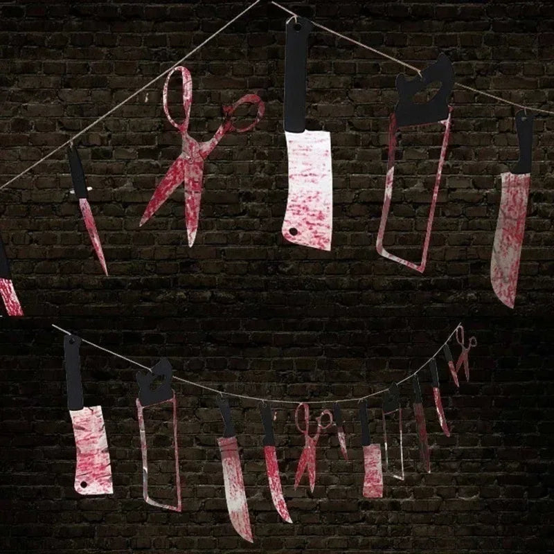 Halloween Decoration Bloody Weapons Garland Banner for Haunted House Party Supplies