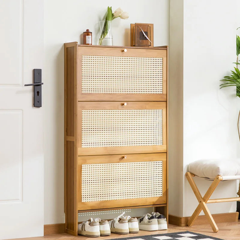 Ultra-Thin Shoe Cabinet with Tipping Bucket for Entryway Storage - Large Capacity, Simple Design