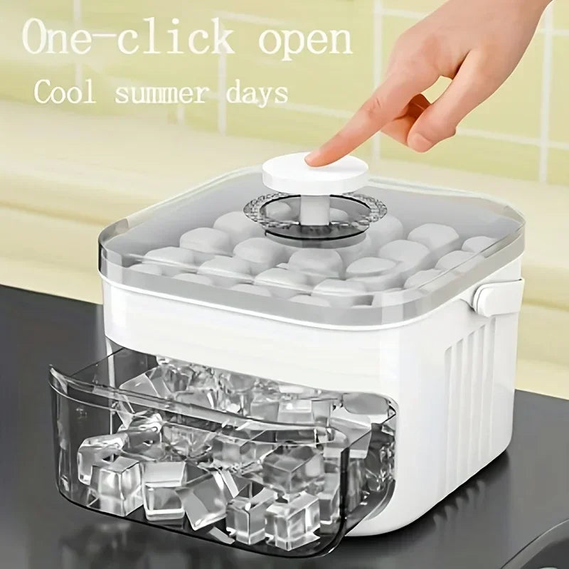 2-Layer Ice Cube Tray with Lid - Large Capacity & Space-Saving, Easy to Make & Store