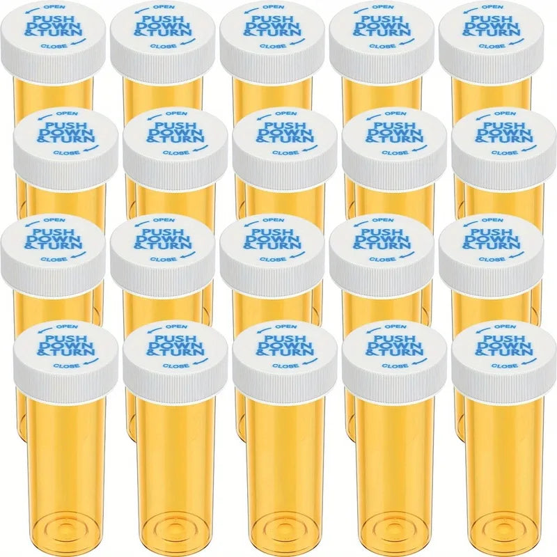 12/20 Pack Plastic Medicine Pill Bottles with Child-Resistant Caps - Travel Vials, 6/8 Dram