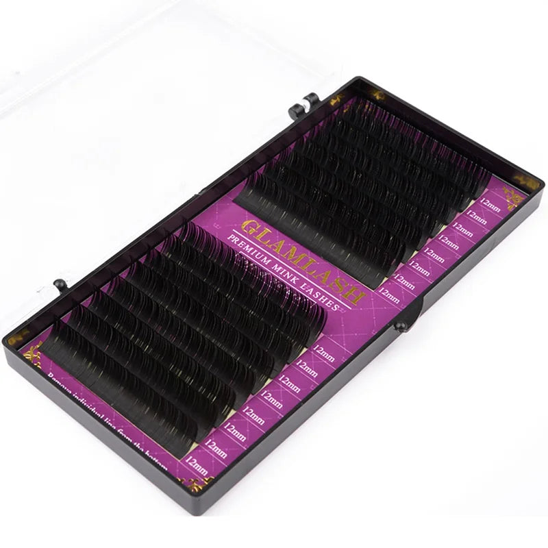 Eyelash Extension Mink False Lashes - Natural Curl, 16 Rows, Multiple Sizes & Thicknesses