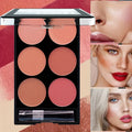 6-Color All-in-One Blush and Contouring Makeup Palette - Pearlescent Matte Powder
