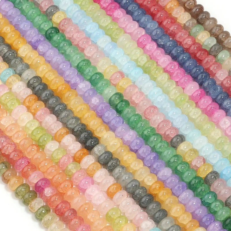75pcs Colorful Glass Beads Crackled Abacus Spacer Beads for Jewelry Making