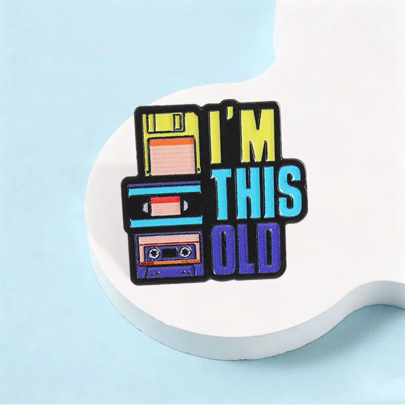 Vintage Digital Disk CD Cassette Enamel Pin 90s Retro Brooch Jewelry