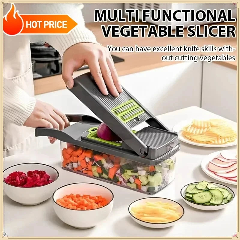 Multifunctional 5-in-1 Handheld Food Chopper Vegetable Slicer Dicer Grater Kitchen Prep Tool