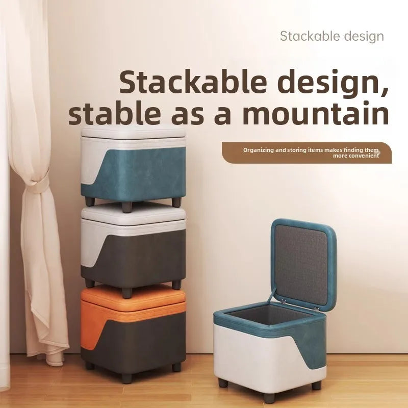 Small Household Shoe Storage Stool with Storage Function - Low, Compact, Multi-Color