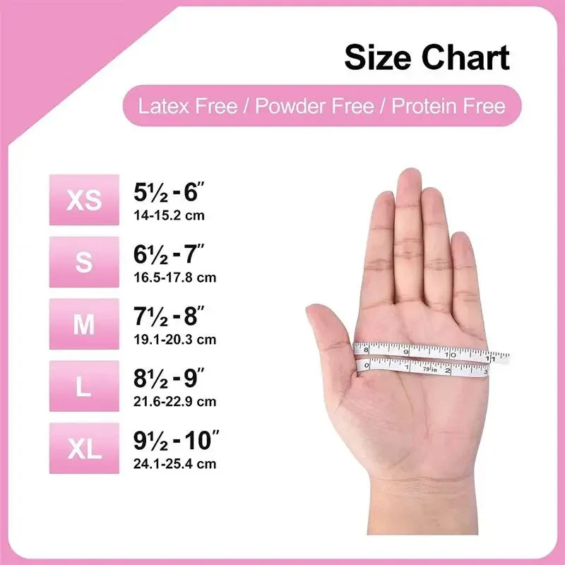 Disposable Nitrile Gloves 100PCS Latex-Free Food Safe Work Safety Gloves