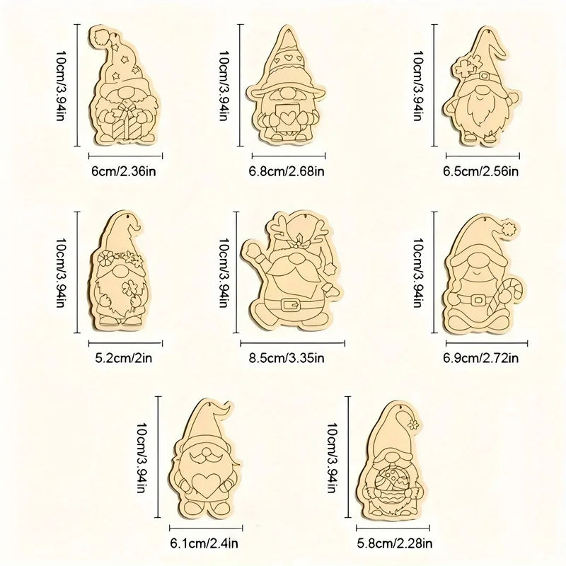 16-Piece Elf Gnome Wooden Hanging Craft Kit for Christmas Decorations DIY Holiday Crafts