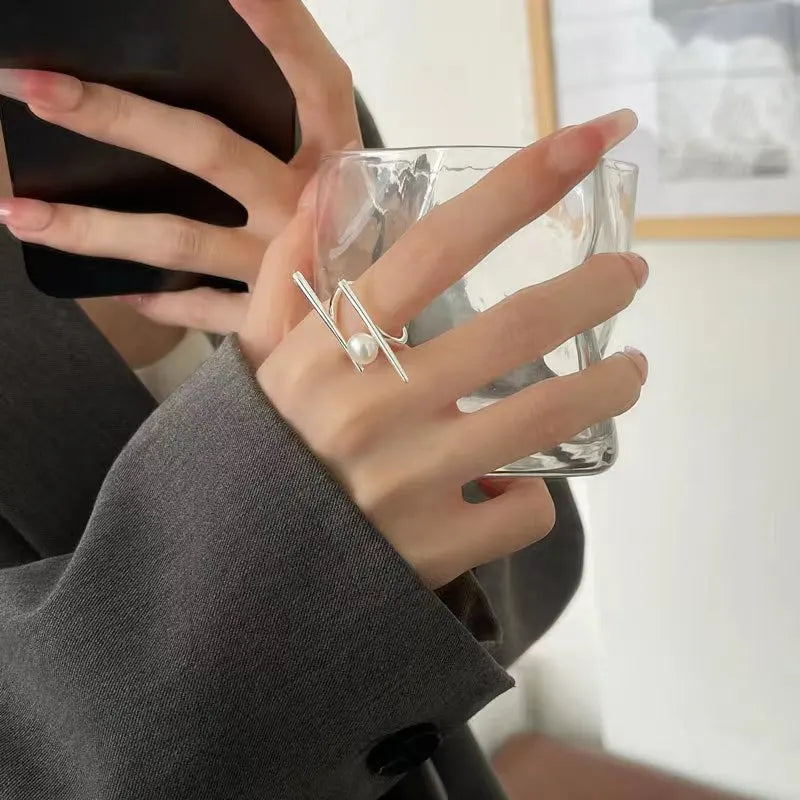 Silver Pearl Ring for Women - Vintage Handmade Jewelry Gift for Parties & Birthdays