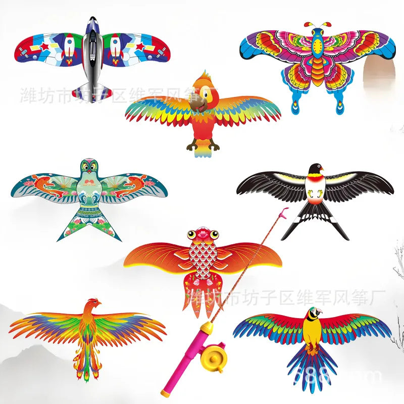 Kids Cartoon Kite with Hand Brake and Folding Design - Outdoor Flying Toy