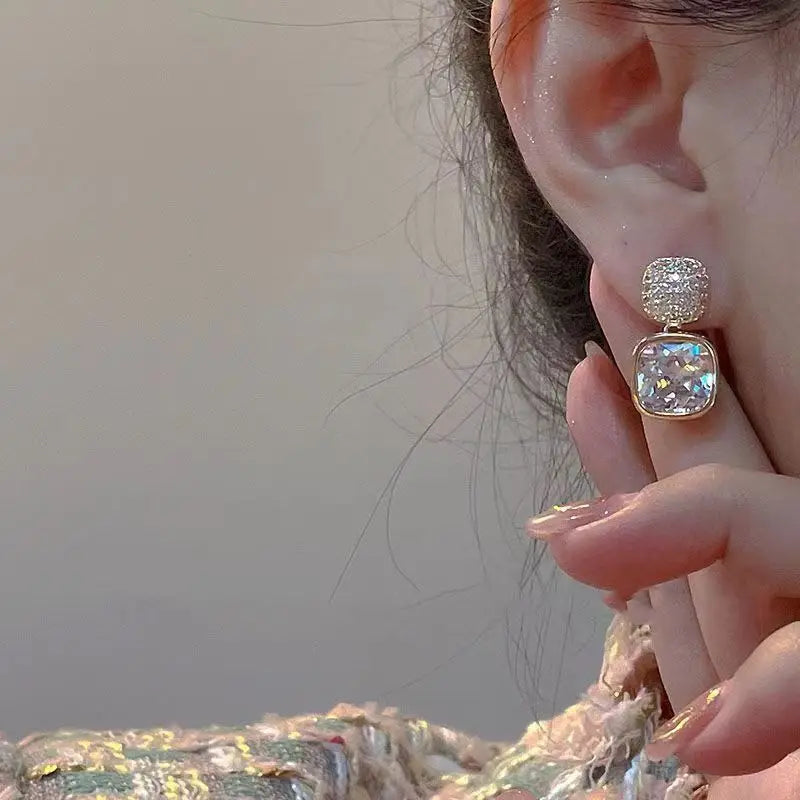 Colorful Zircon Ear Stud Earrings for Women Jewelry Party & Daily Wear