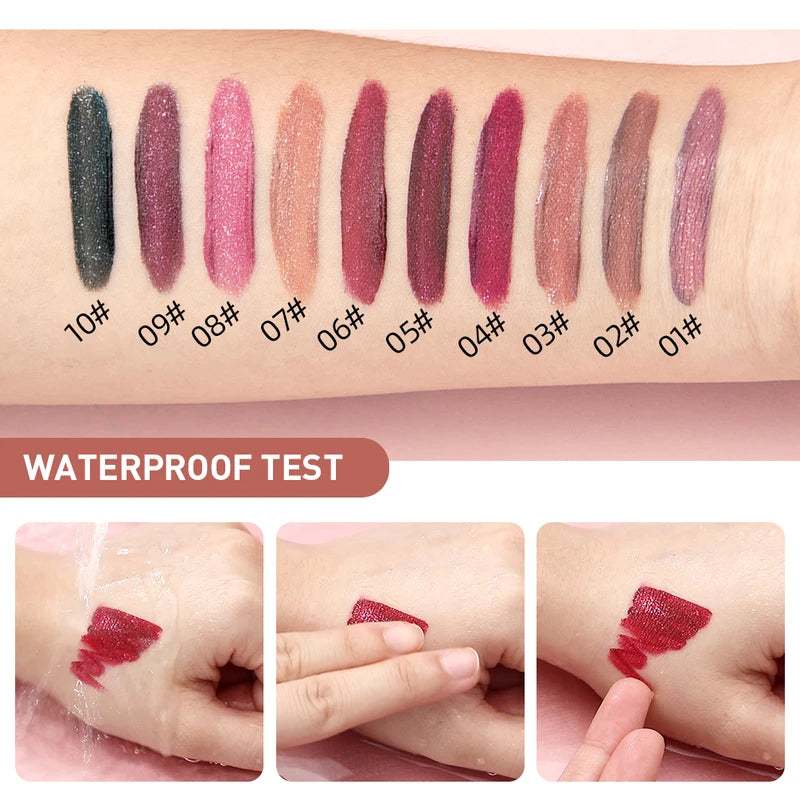 Shiny Glitter Liquid Lipstick - Waterproof Long Lasting Lip Gloss with Diamond Effect