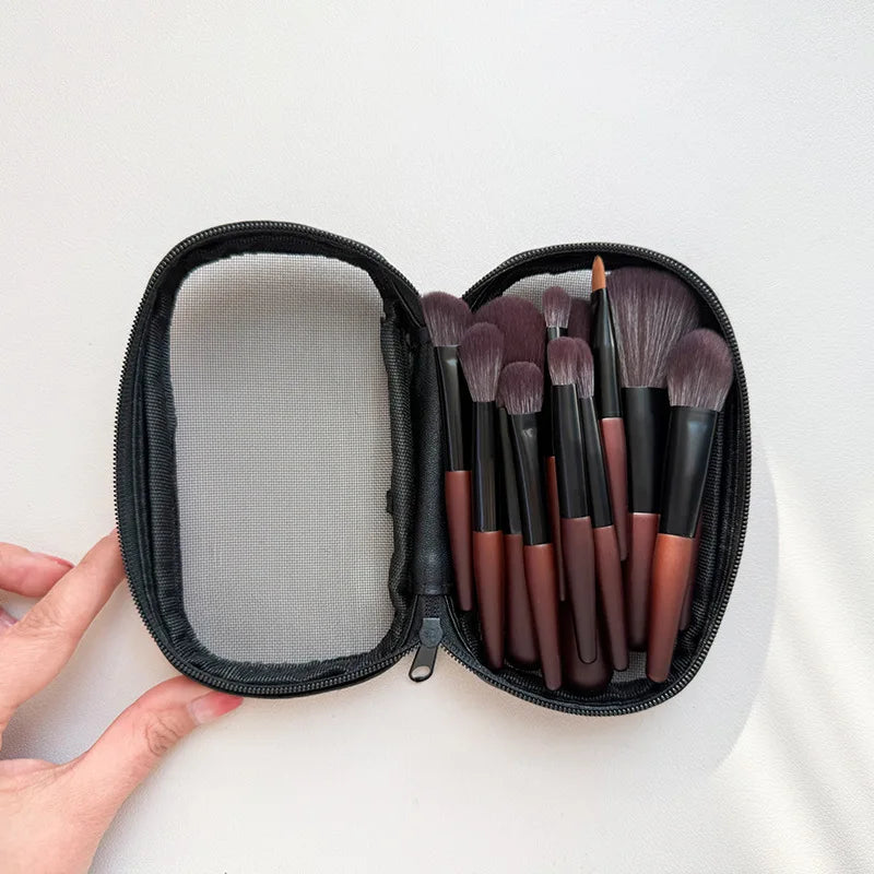 12 Pcs Travel Makeup Brushes Set with Bag - Eyeshadow Blush Foundation Tools