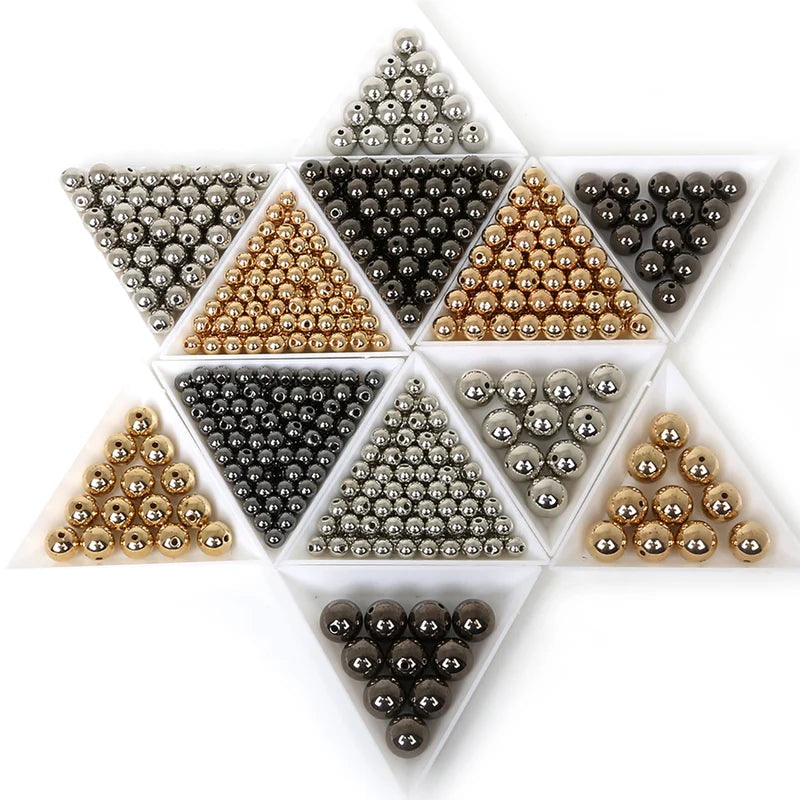 Assorted Round Bead Spacer Set for Jewelry Making - Gold & Silver Finish