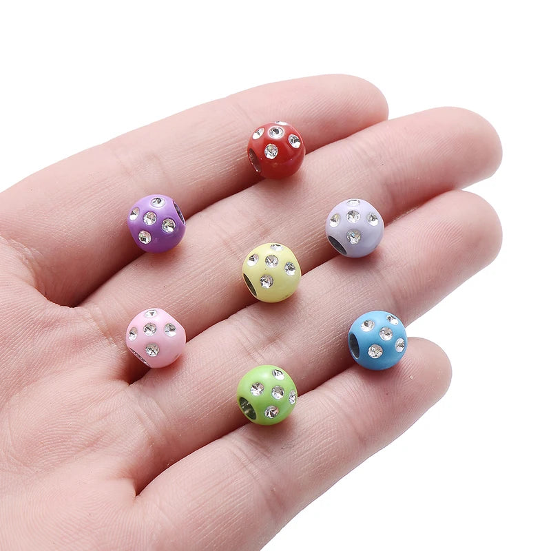 50pcs Acrylic Shiny Beads for Jewelry Making - 7x8mm Big Hole Spacer Beads