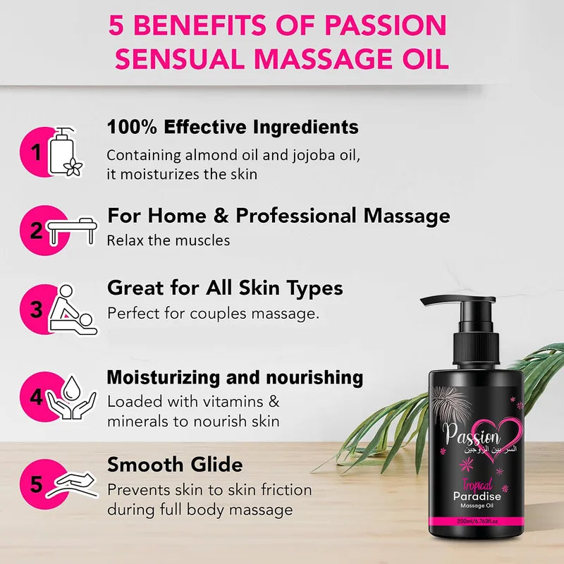 Sensual Body Oil for Couples - Hydrating Massage Oil with Almond & Jojoba