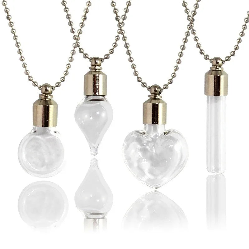 Glass Cremation Jewelry Urn Necklace for Ashes - Fillable Vial Pendant