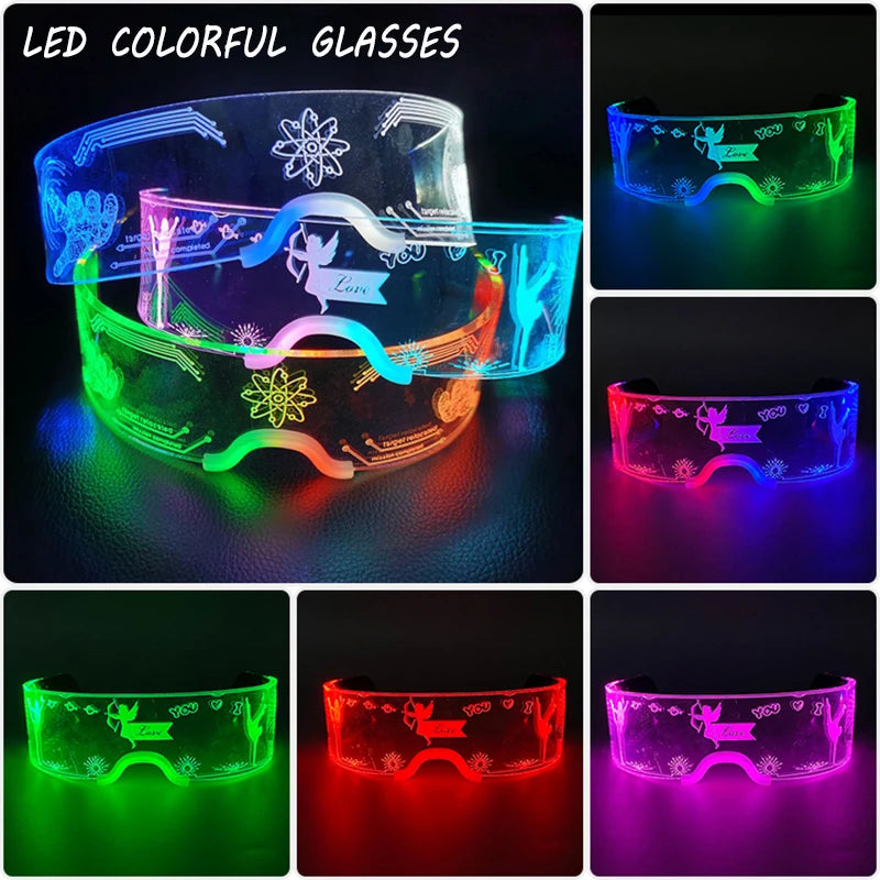 Luminous LED Glasses Neon Light Decoration for Nightclub DJ Dance Rave Costume