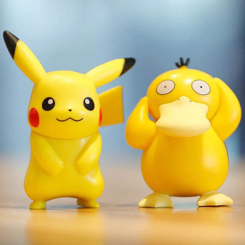 Pokemon Anime Figures Set - Pikachu Charmander Psyduck Squirtle Jigglypuff Bulbasaur Kids Collectible Toys