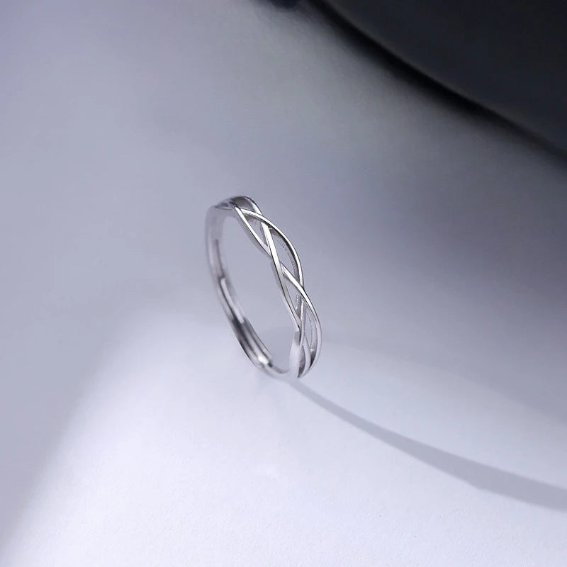 Sterling Silver Hollowed Adjustable Ring for Women Girls Jewelry Gift
