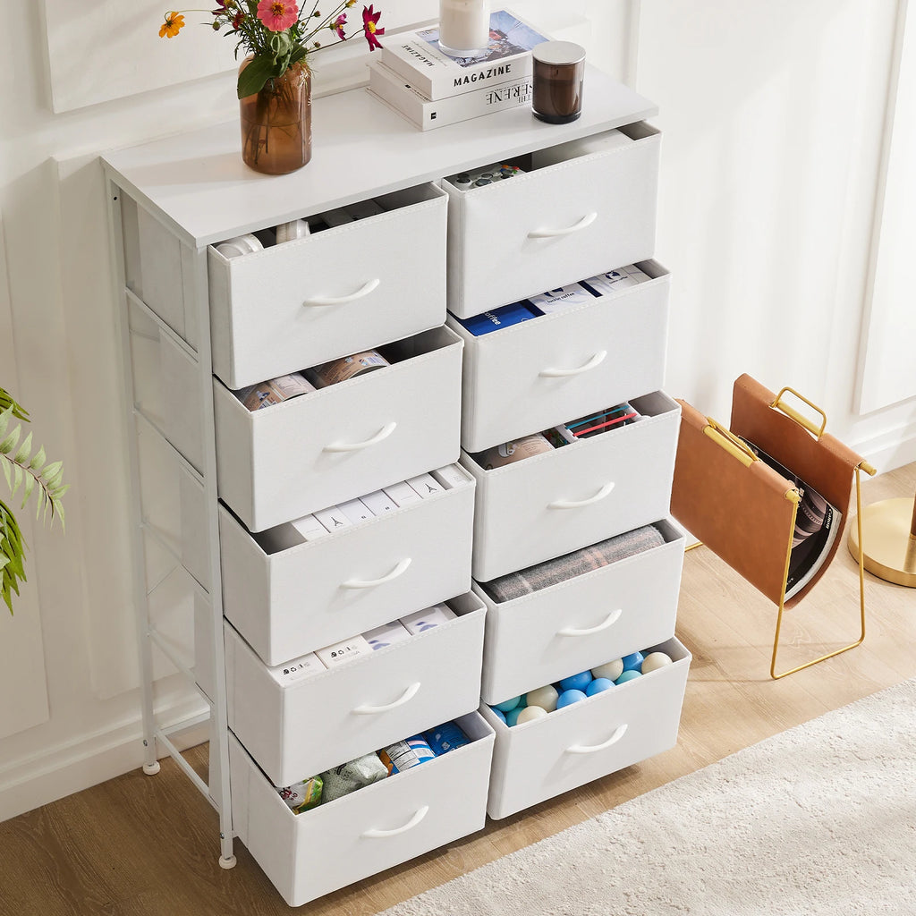 Fabric Wardrobe with Drawers - 5/7/10-Capacity Closet Storage Organizer