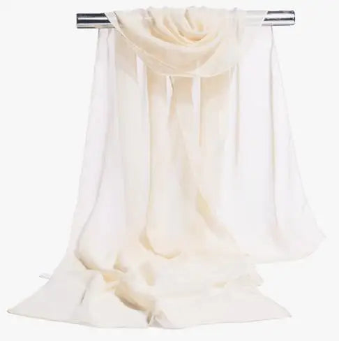 Solid Color Silk Chiffon Striped Scarf Shawl Sun Protection Fashion Accessory