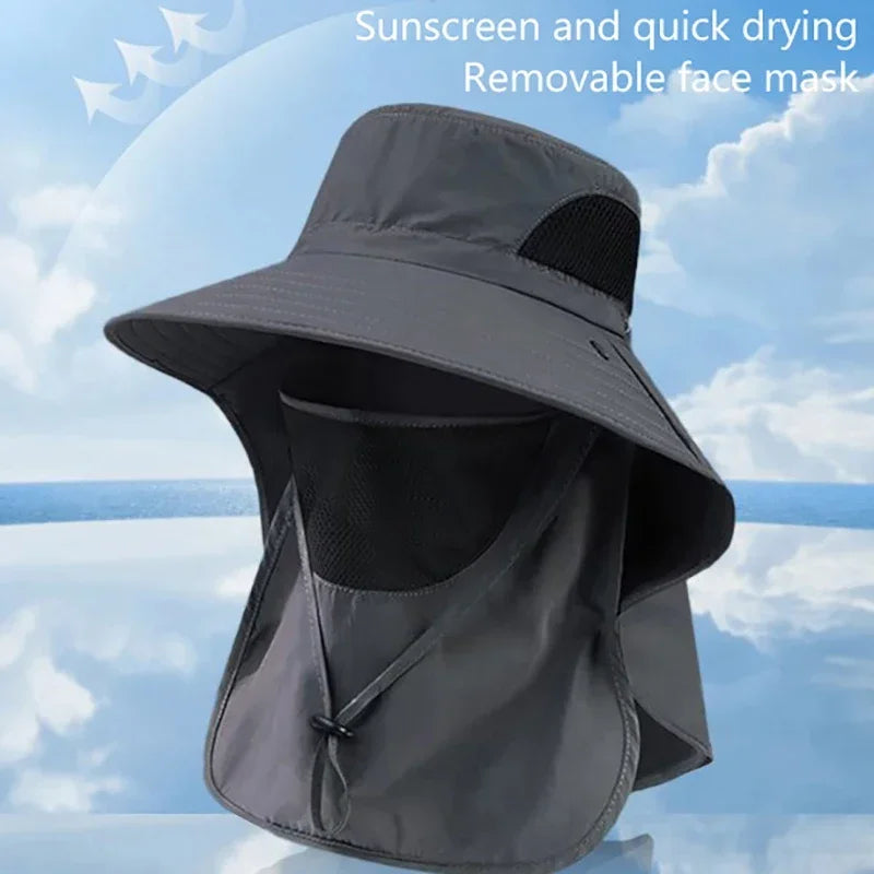 Outdoor Sun Hat with UV Protection, Neck Flap & Visor for Men Women - Hiking Camping Fishing Cap
