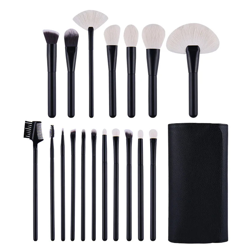 18-Piece Makeup Brush Set with Natural Goat Hair - Professional Cosmetic Tools