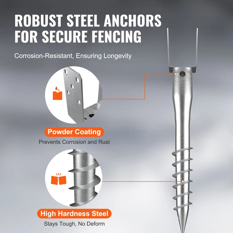 No Dig Ground Anchor Post Stake with Screws & U-Shape Holder - Durable Steel Support