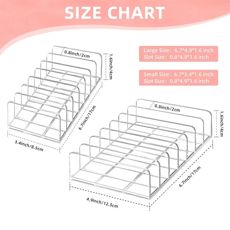 Acrylic Eyeshadow Palette Organizer 7-Section Makeup Storage Holder