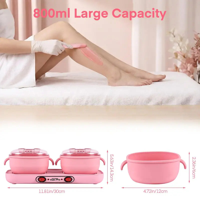 Double Wax Warmer for Hair Removal - Portable Home Salon Kit for Body and Face
