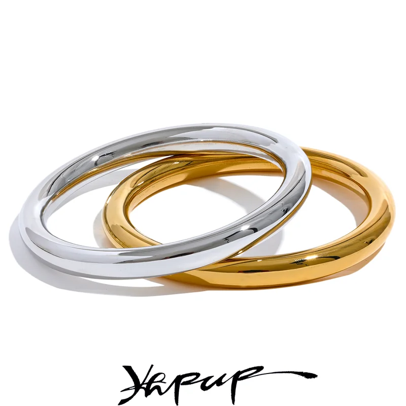 Minimalist Waterproof Stainless Steel Bracelet Bangle for Women - Glossy Statement Jewelry