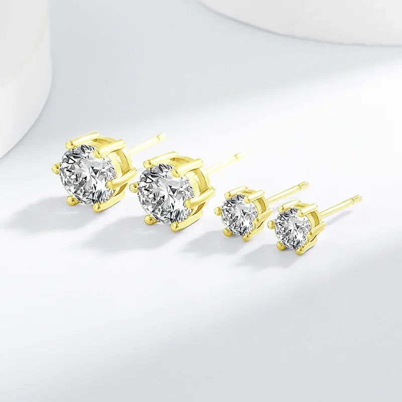 Sterling Silver Moissanite Stud Earrings with 18K White Gold Plating - Women’s Jewelry