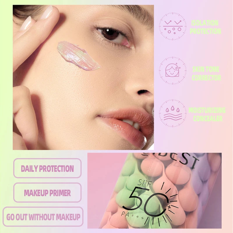 Tri-Color Makeup Primer & Concealer Cream - Brighten, Contour, SPF Waterproof Base