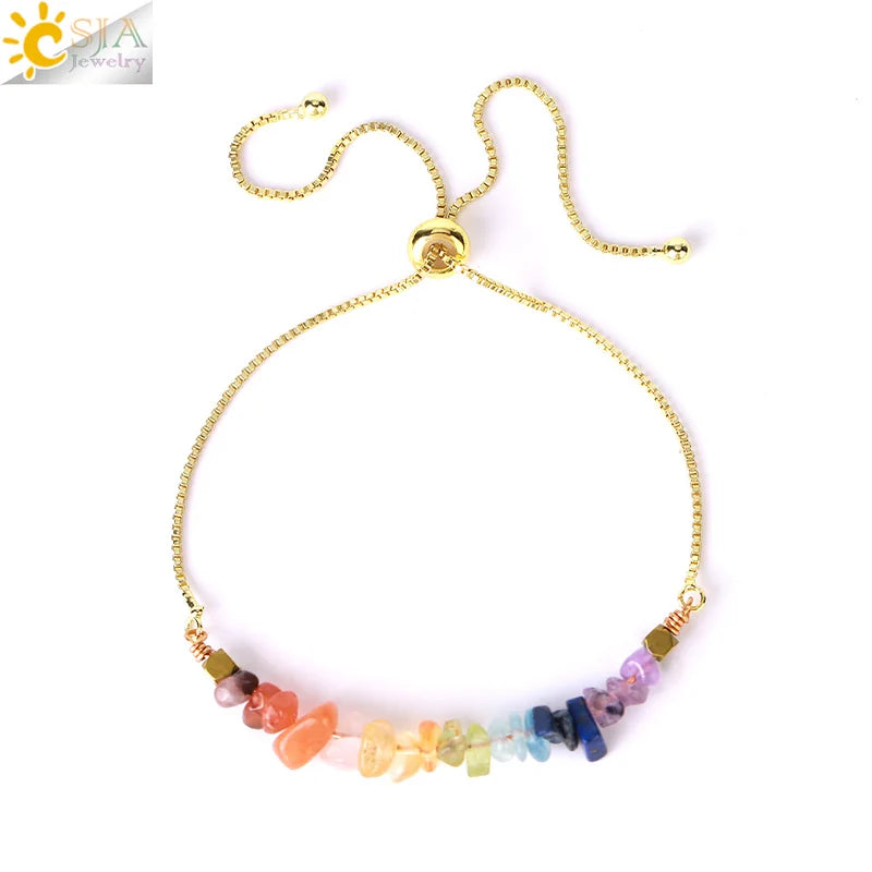 Healing Chakra Crystal Bracelet with Natural Stones for Women