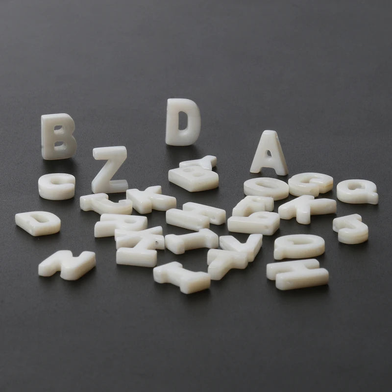 Natural Mother of Pearl Shell Beads Alphabet Charms for Jewelry Making - DIY Beads & Pendants
