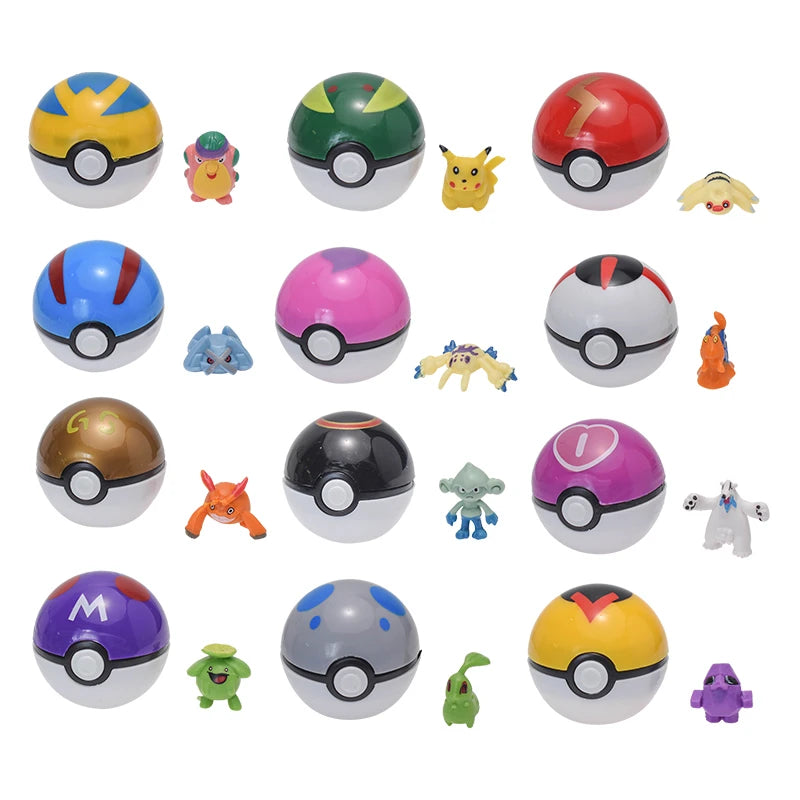Pokemon Poke Ball Figurine Set - PVC Anime Action Collection Toys for Kids