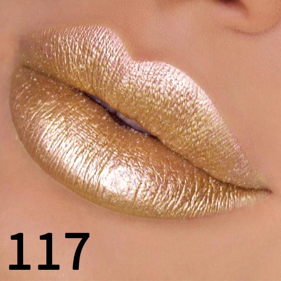 Hydrating Glitter Lipstick Set - 19 Vibrant Pearl Colors with Metallic Shine