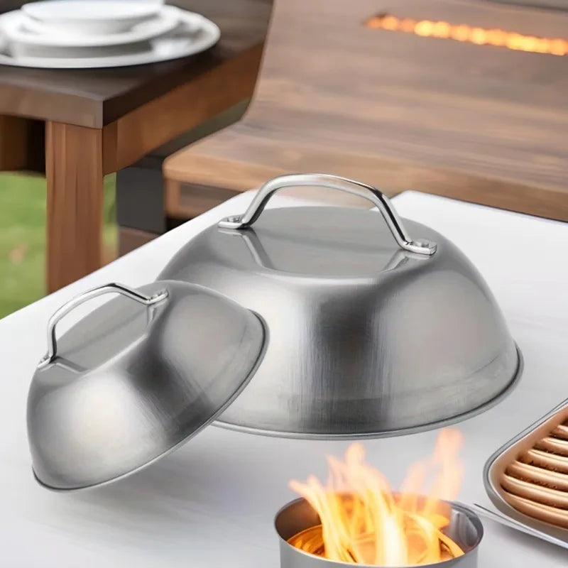 Stainless Steel Oven Cover 6/9 Inch Round Cheese Melting Dome Cooking Tool with Handle