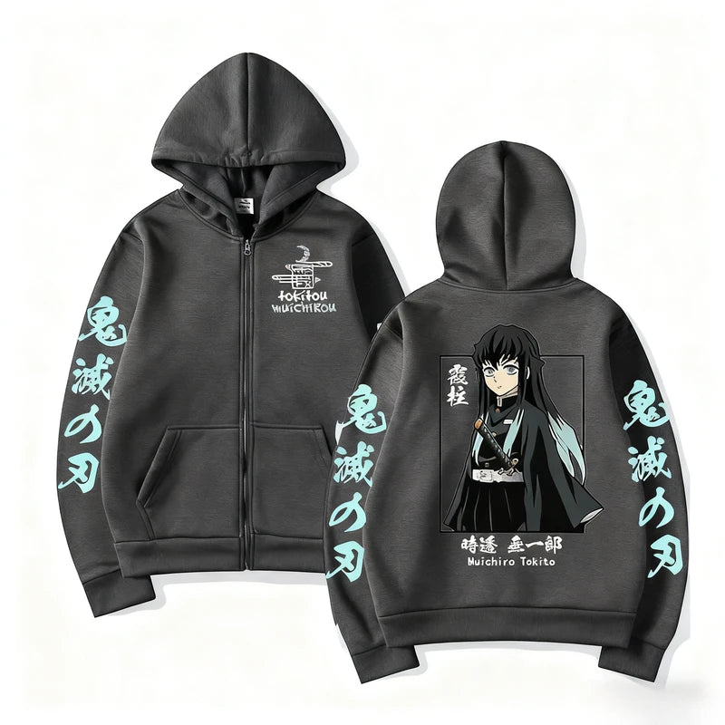 Anime Hoodie Muichiro Tokito Demon Slayer Casual Streetwear Jacket Men Women