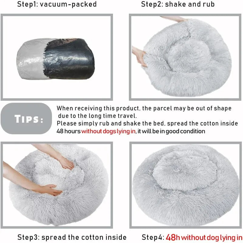 Large Round Pet Bed 40-110cm Super Soft Plush Dog & Cat Bed Winter Warm Sleeping