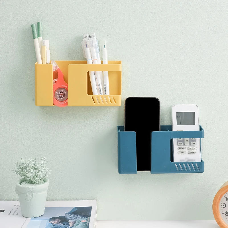 Wall-Mounted Remote Control Storage Box Rack No Punching Space Saver