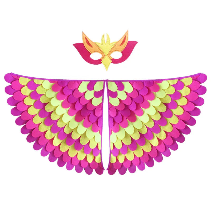 Kids Bird Costume Felt Wings with Mask for Halloween & Cosplay - Adjustable Size
