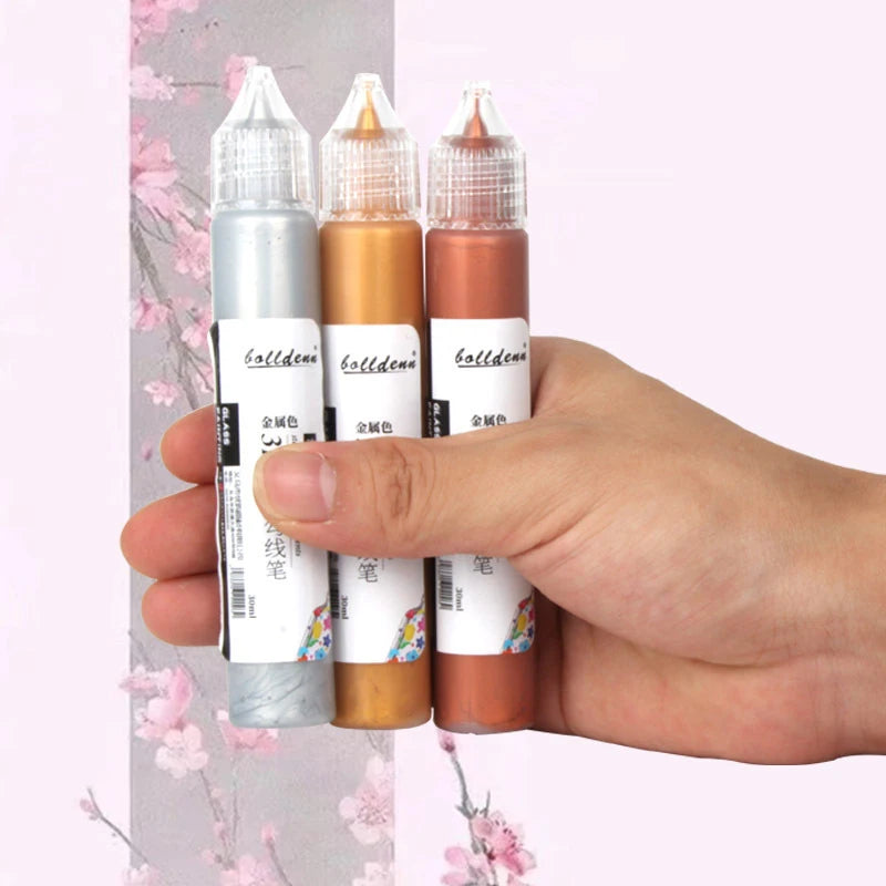 Glass Acrylic Paint Set - Waterproof 10/30ml with 3D Hook Pen for Glass & Art