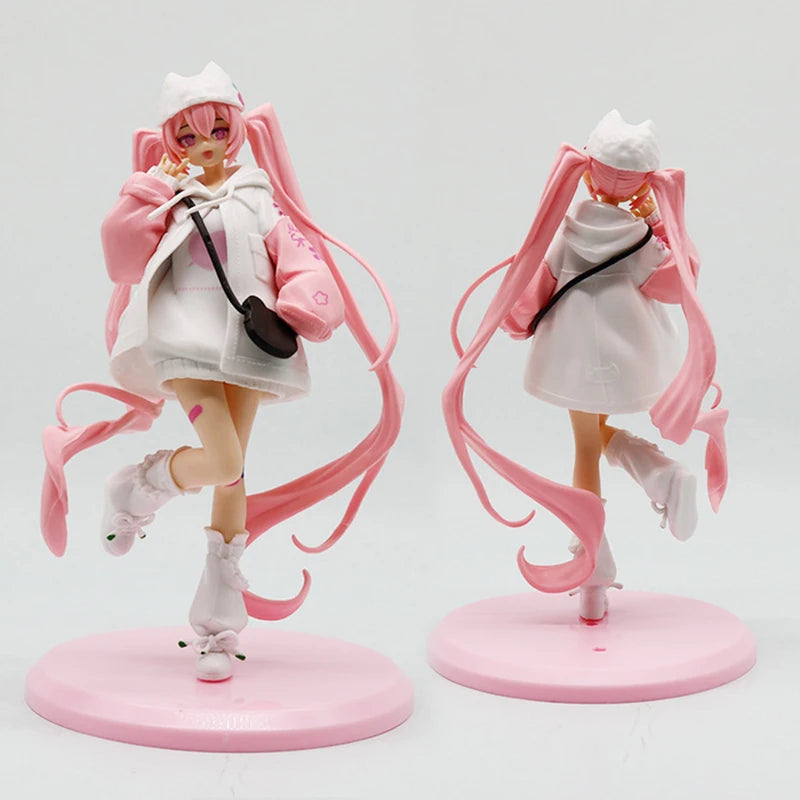 Anime Figure Hatsune Miku Sakura Ver. Desktop Ornament with Hoodie Umbrella - 19-23cm