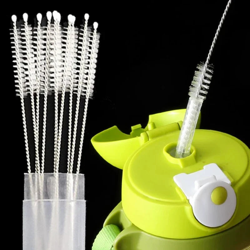 24cm Stainless Steel Straw Brush Cleaner with Soft Nylon Bristles - Multiple Colors